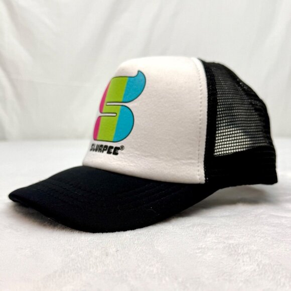 7-11 Slurpee Snapback Meshback Trucker Cap Black White - Picture 6 of 8